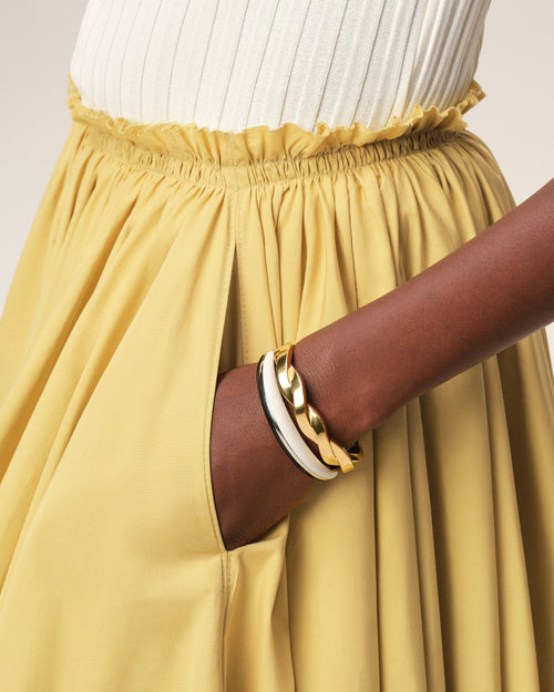 Falda corola midi de algodón amarillo - 5 - Ami Paris