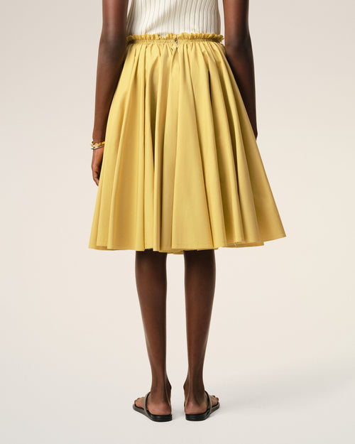 Falda corola midi de algodón amarillo - 4 - Ami Paris