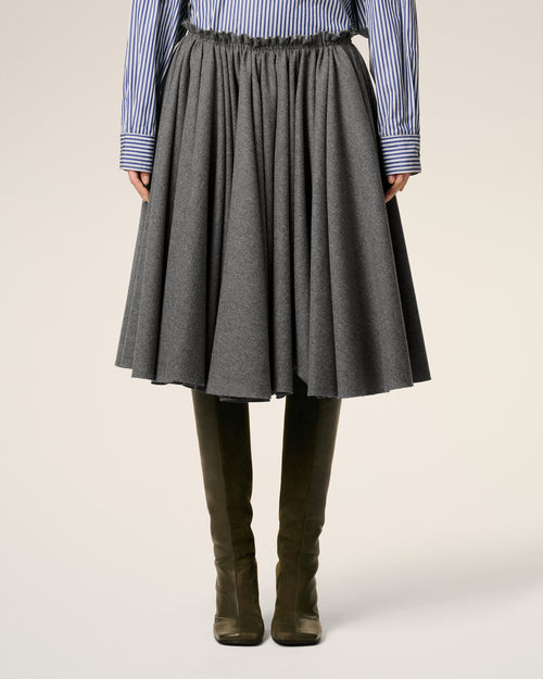 Grey Wool Midi Corolla Skirt - 3 - Ami Paris