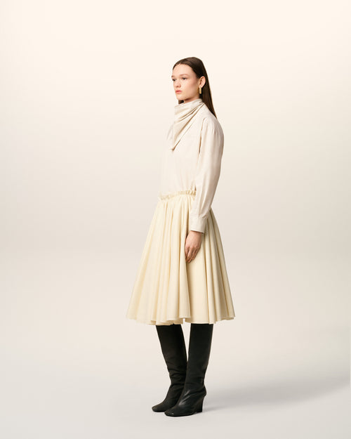 White Wool Midi Corolla Skirt - 6 - Ami Paris
