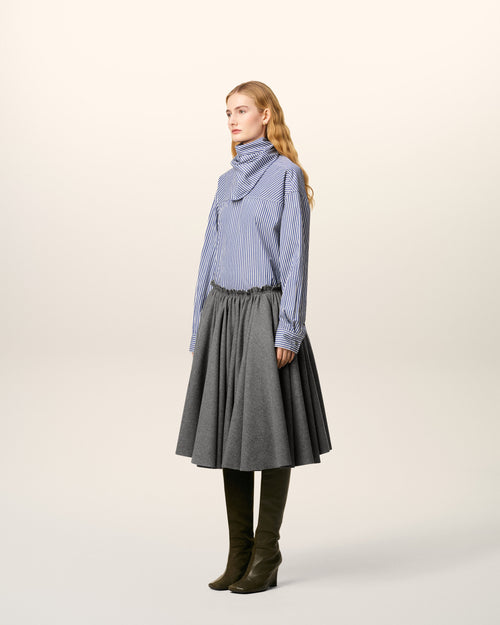 Grey Wool Midi Corolla Skirt - 6 - Ami Paris