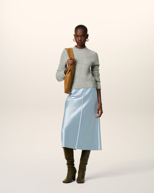                             Jupe Bleue Midi Details Bords Francs - 3                         - Ami Paris