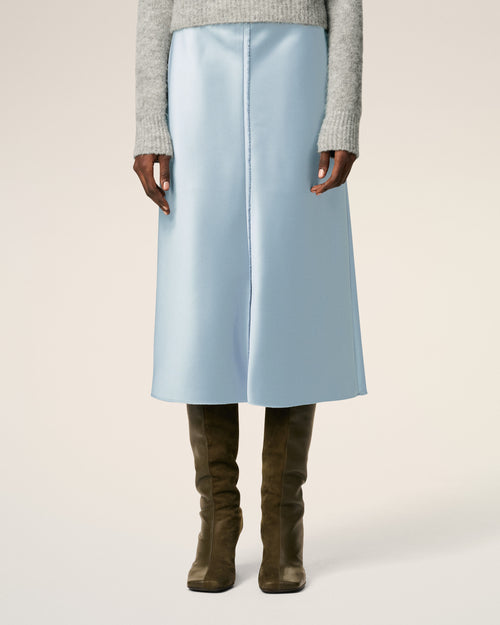 Blue Raw Edges Details Midi Skirt - 3 - Ami Paris