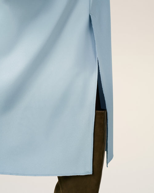 Blue Raw Edges Details Midi Skirt - 5 - Ami Paris