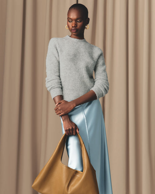 Blue Raw Edges Details Midi Skirt - 7 - Ami Paris