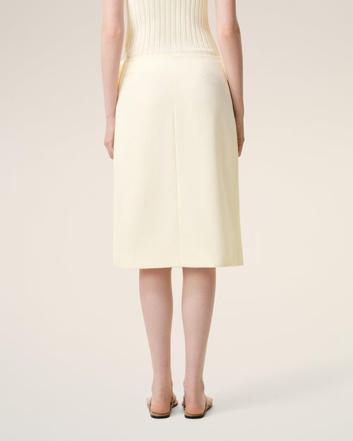 White New Wool Big Buckle Belted Midi Skirt - Woman - 4 - AMI Paris - Ami Paris