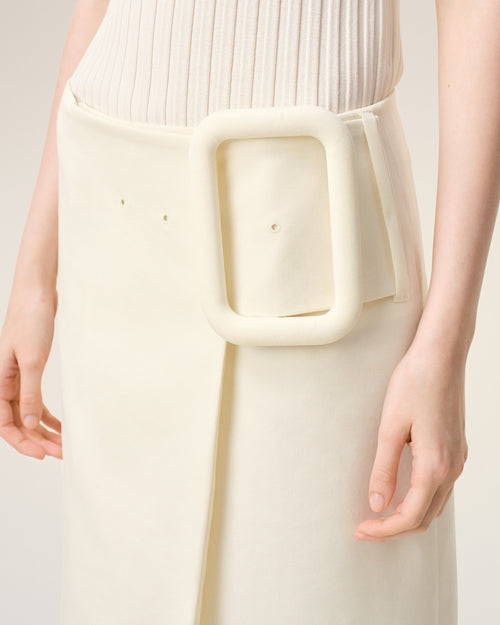 White New Wool Big Buckle Belted Midi Skirt - Woman - 5 - AMI Paris - Ami Paris