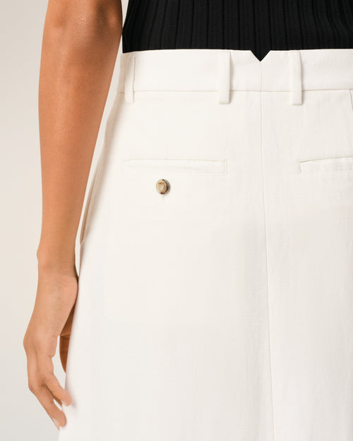 White Blended Linen Tailor Construction Long Trapeze Skirt - Woman - 5 - AMI Paris - Ami Paris