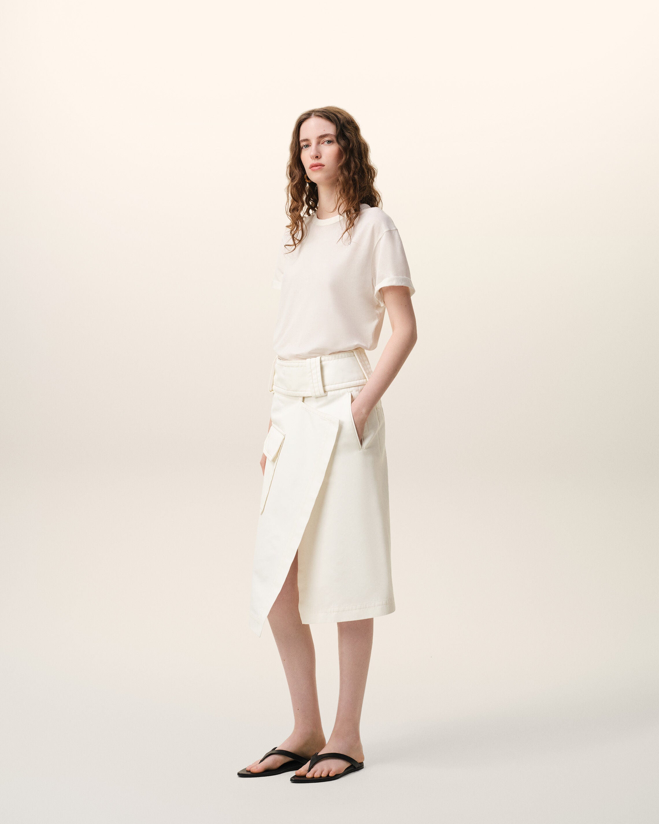 White Cotton Wrap Skirt - 6