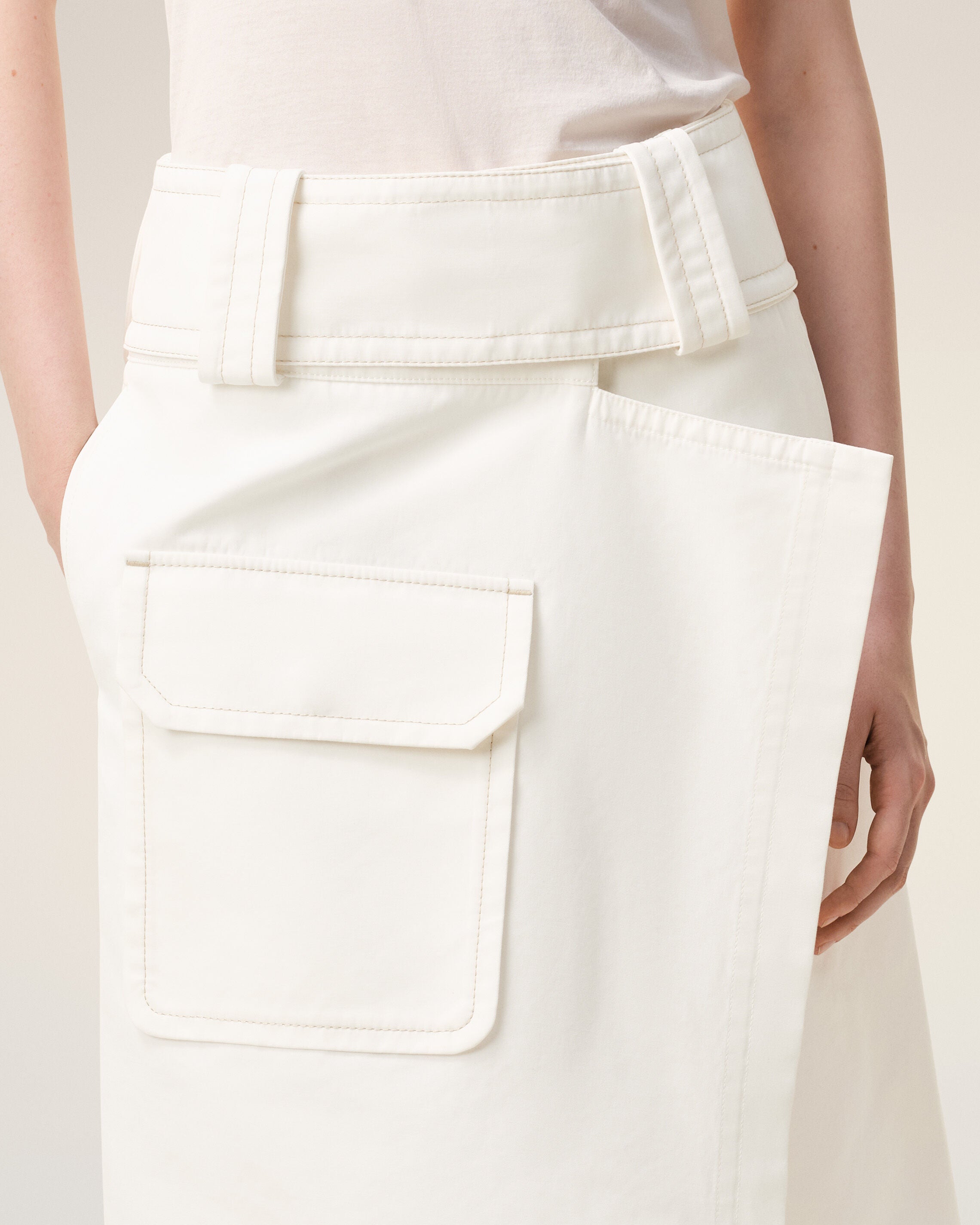 White Cotton Wrap Skirt - 7