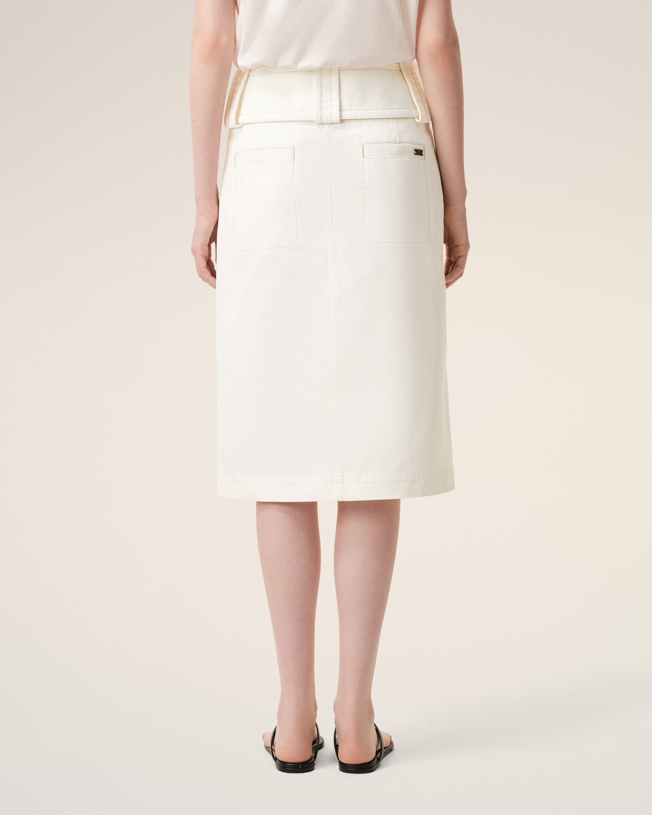 White Cotton Wrap Skirt - 4