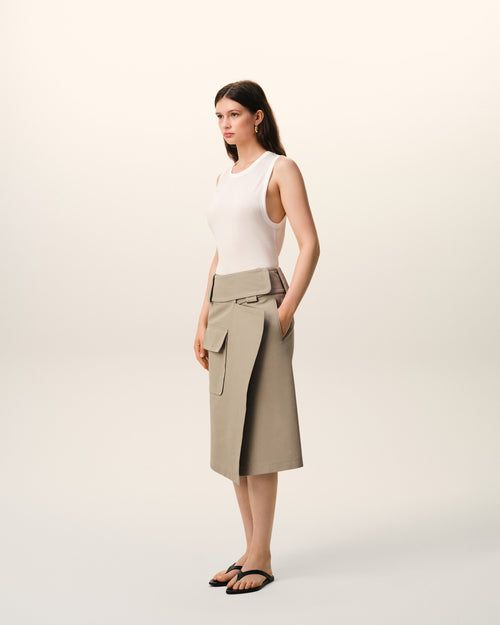 Beige Cotton Wrap Skirt - 6 - Ami Paris