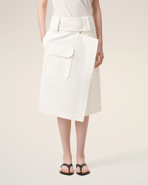 White Cotton Wrap Skirt - Woman - 3 - AMI Paris - Ami Paris