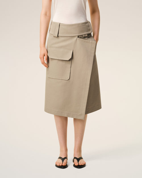 Beige Cotton Wrap Skirt - Woman - 3 - AMI Paris - Ami Paris