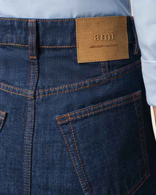 Blue Cotton Long Skirt - 5 - Ami Paris