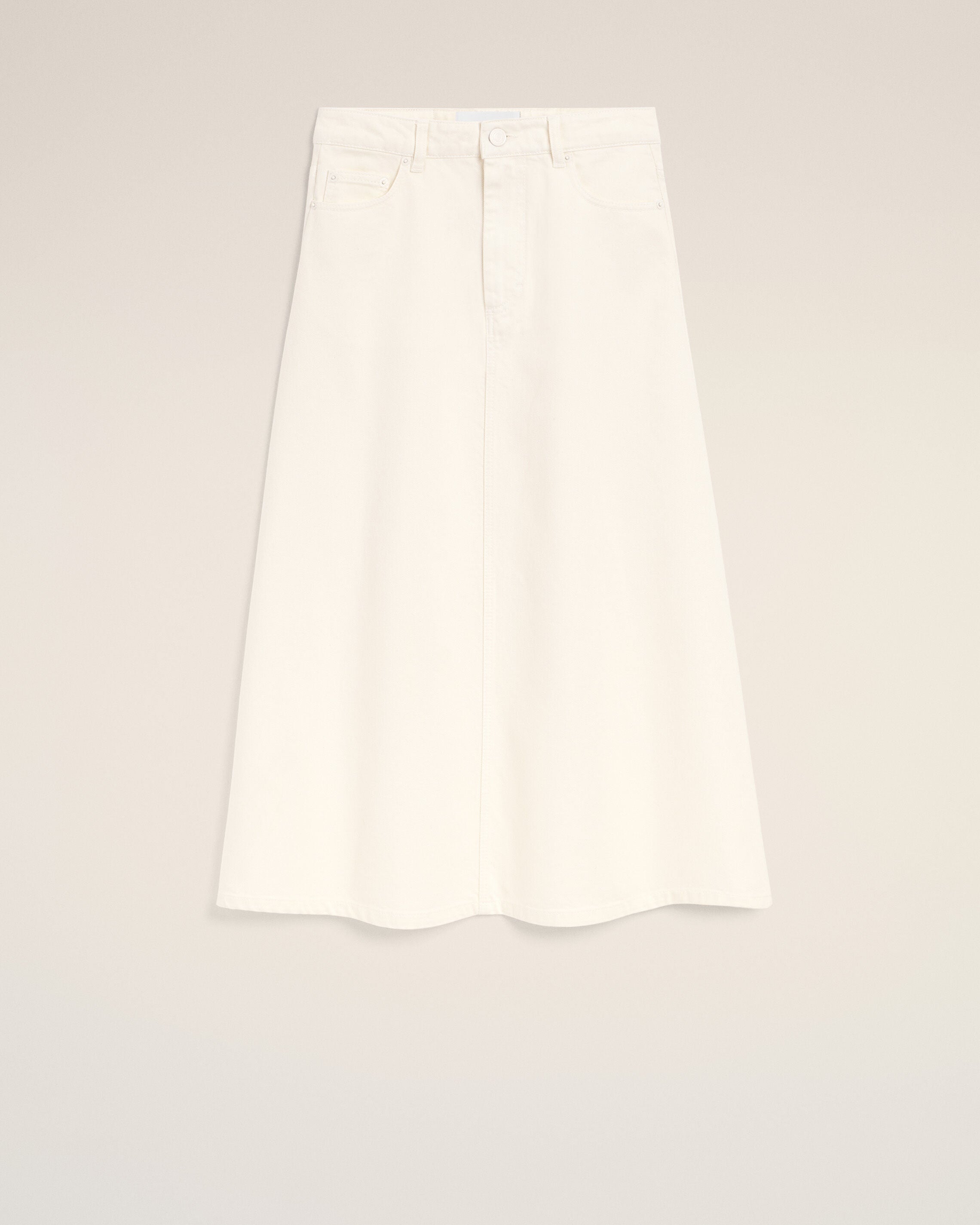 White Denim Long Skirt - 1