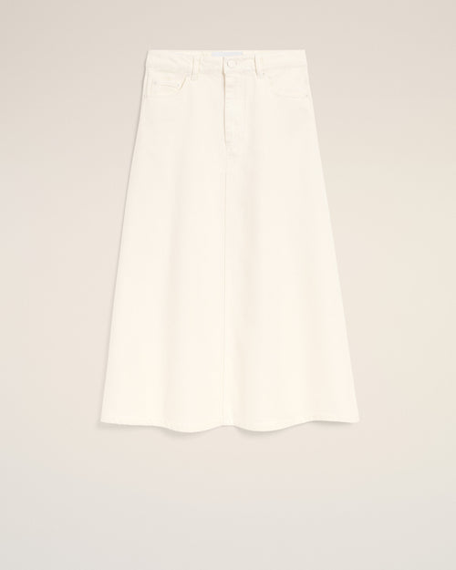 White Denim Long Skirt - 2 - Ami Paris