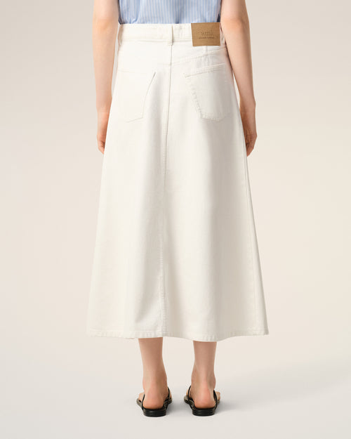 White Denim Long Skirt - 4 - Ami Paris
