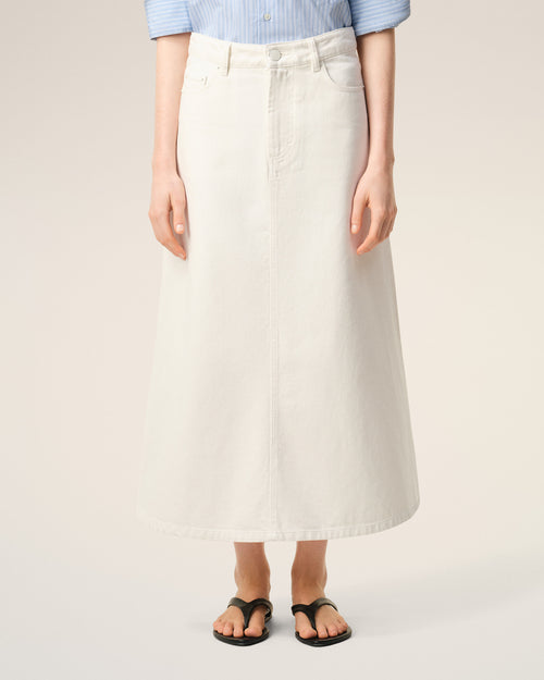 White Denim Long Skirt - 3 - Ami Paris