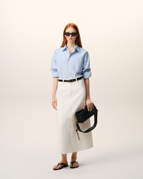Falda larga blanca de denim - 2 - Ami Paris