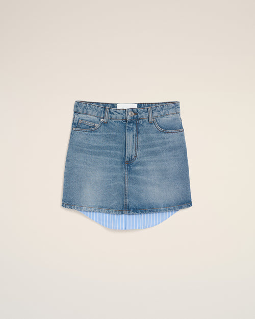                                 Blue Cotton Mini Skirt - 3                             - Ami Paris