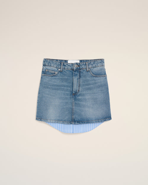 ブルー コットン ミニスカート - 2 - Ami Paris