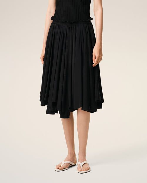 Black Blended Silk Midi Corolla Skirt - Woman - 3 - AMI Paris - Ami Paris