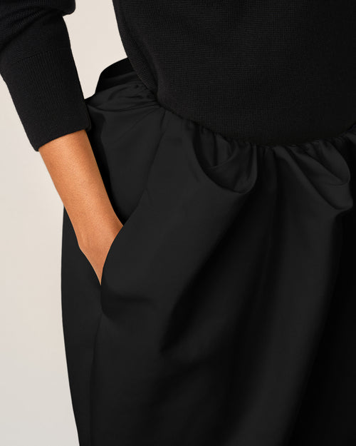 Falda midi fruncida de satén negro - Mujer - 5 - AMI Paris - Ami Paris