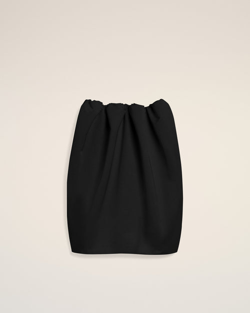 Falda midi fruncida de satén negro - Mujer - 1 - AMI Paris - Ami Paris