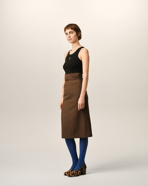 Brown pencil belted wool skirt - Woman - 6 - AMI Paris - Ami Paris