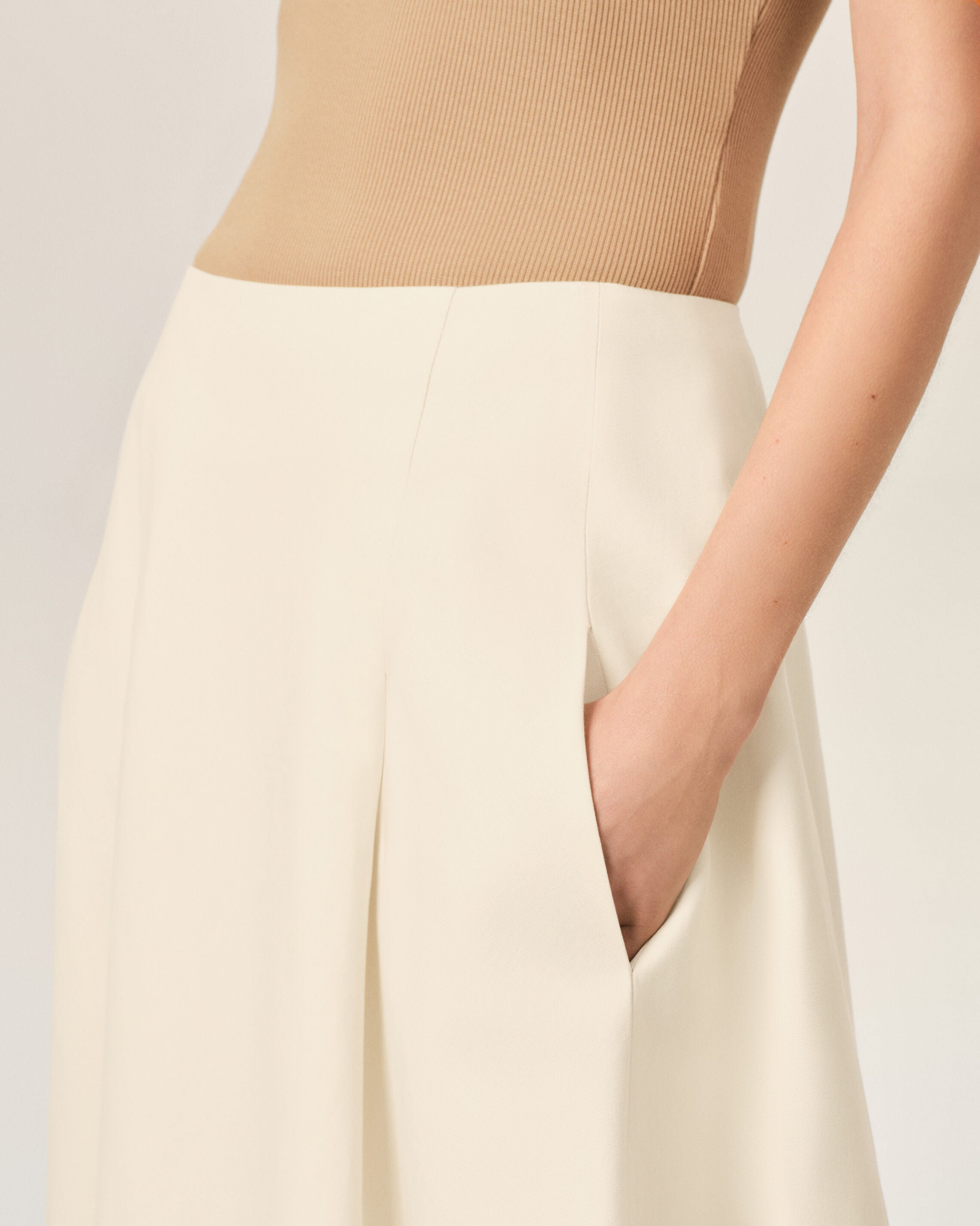 White A-line cotton and linen skirt - 5