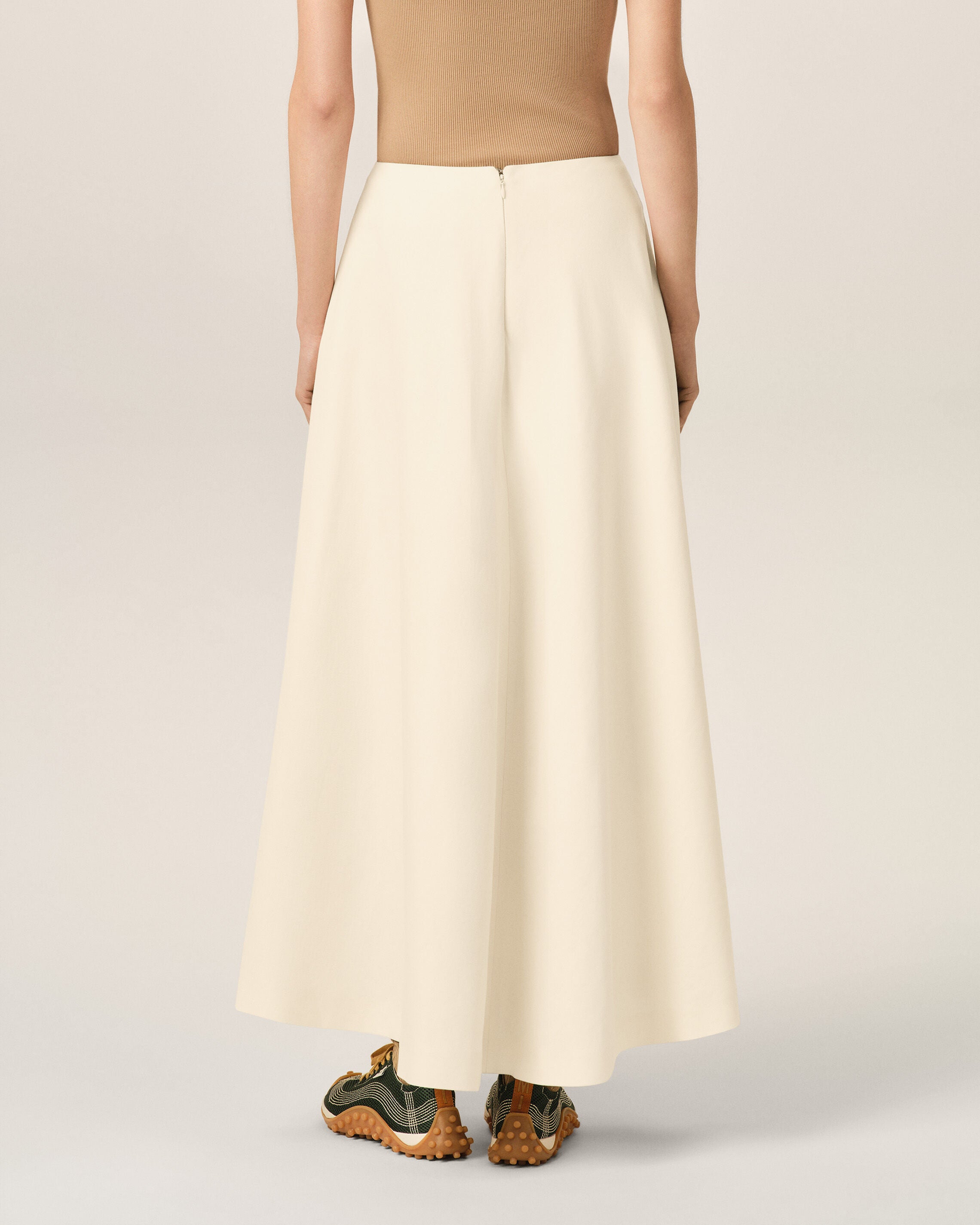 White A-line cotton and linen skirt - 4