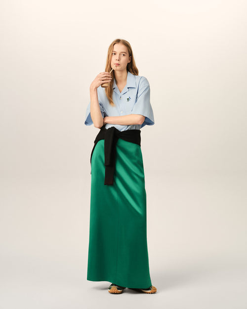 Green straight wool and viscose skirt - Woman - 2 - AMI Paris - Ami Paris