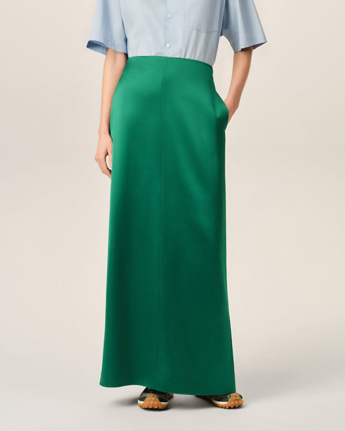 Green straight wool and viscose skirt - Woman - 3 - AMI Paris - Ami Paris