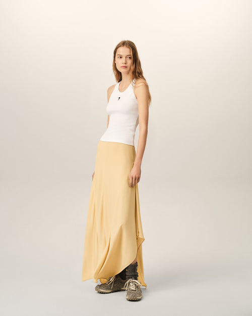 Falda larga evasé de seda mezclada amarilla - Mujer - 6 - AMI Paris - Ami Paris