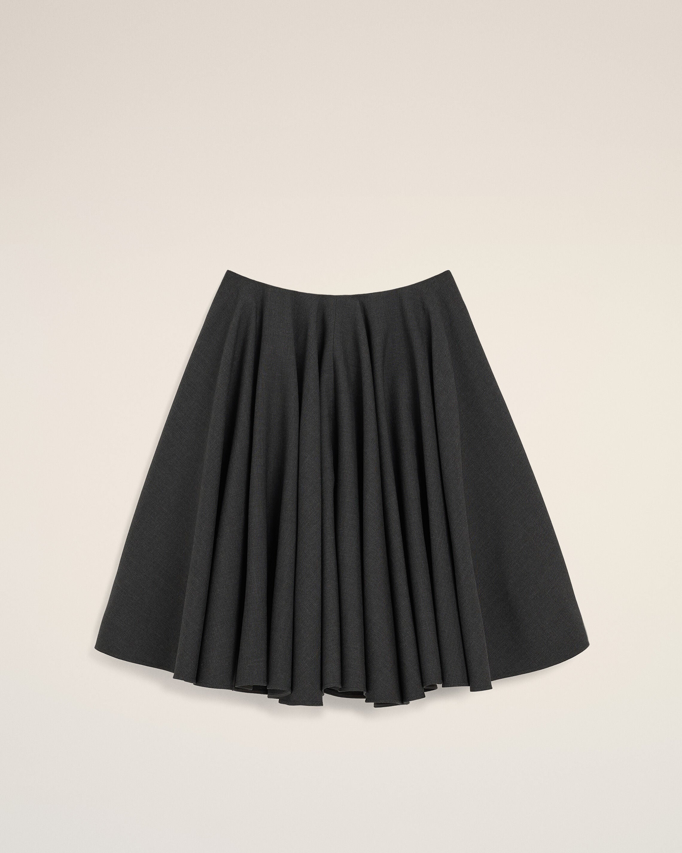 Falda midi peplum de lana gris - 1