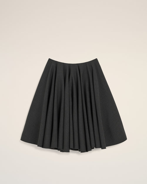 Falda midi peplum de lana gris - Mujer - 1 - AMI Paris - Ami Paris