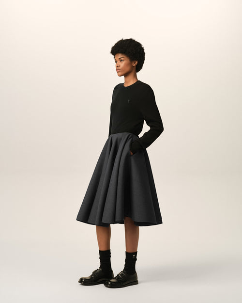 Falda midi peplum de lana gris - Mujer - 6 - AMI Paris - Ami Paris