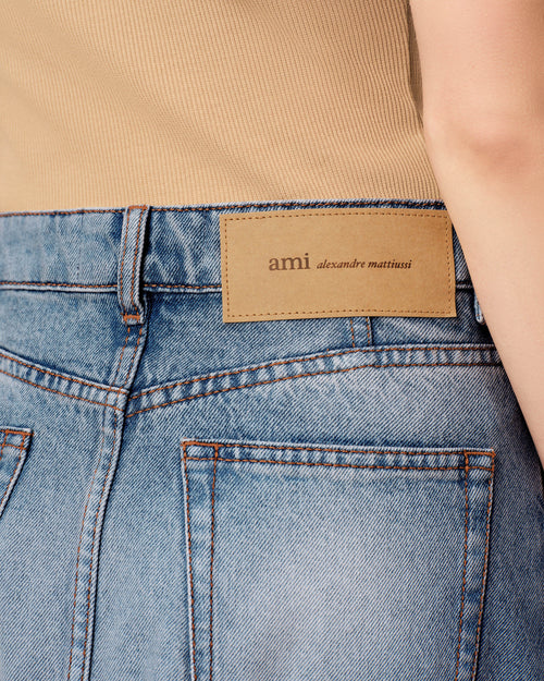 Falda larga azul de algodón en línea A - Mujer - 5 - AMI Paris - Ami Paris
