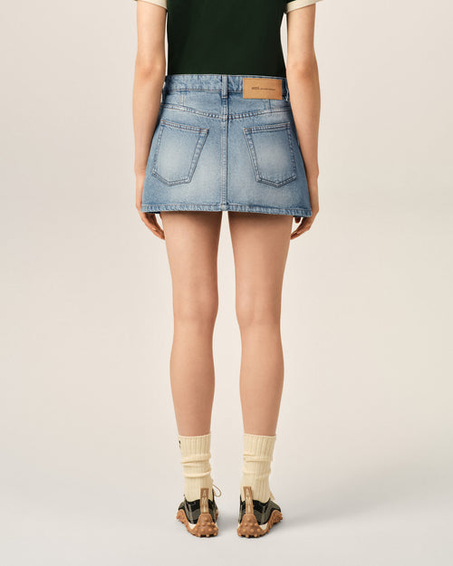 Minifalda azul de algodón - Mujer - 4 - AMI Paris - Ami Paris