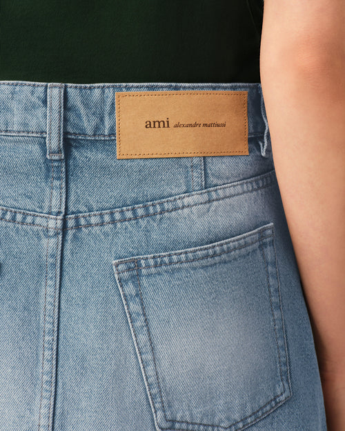 Minifalda azul de algodón - Mujer - 5 - AMI Paris - Ami Paris