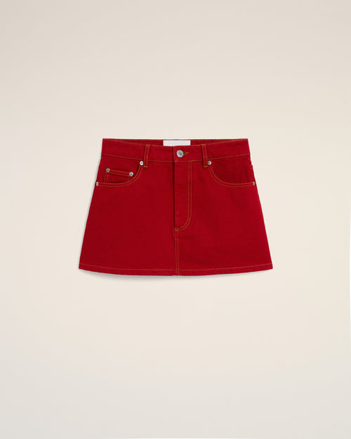 Red mini cotton skirt - 2 - Ami Paris