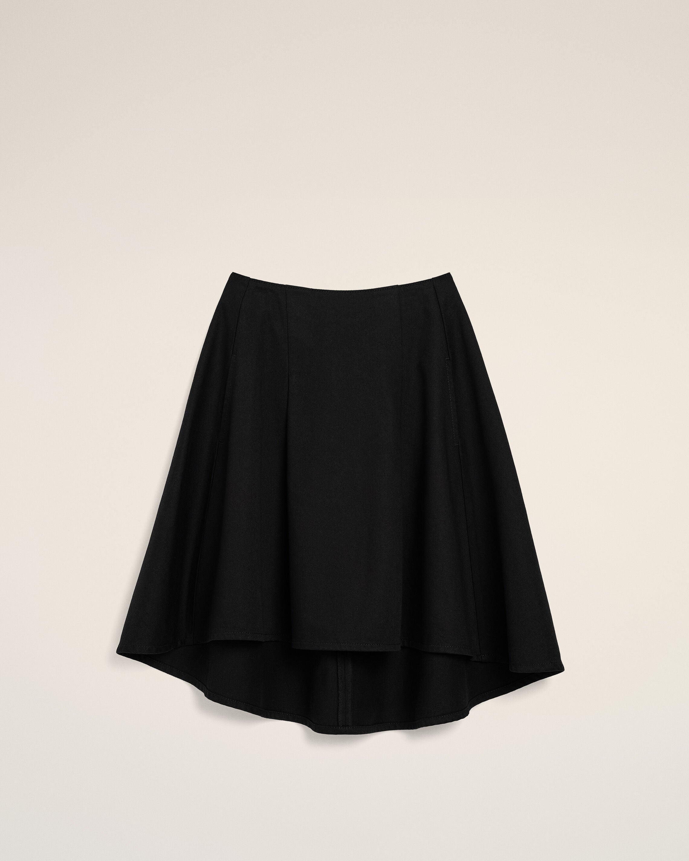 Jupe midi trapèze noire en coton - 1