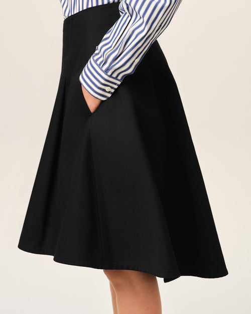 Black midi A-line cotton skirt - Woman - 5 - AMI Paris - Ami Paris