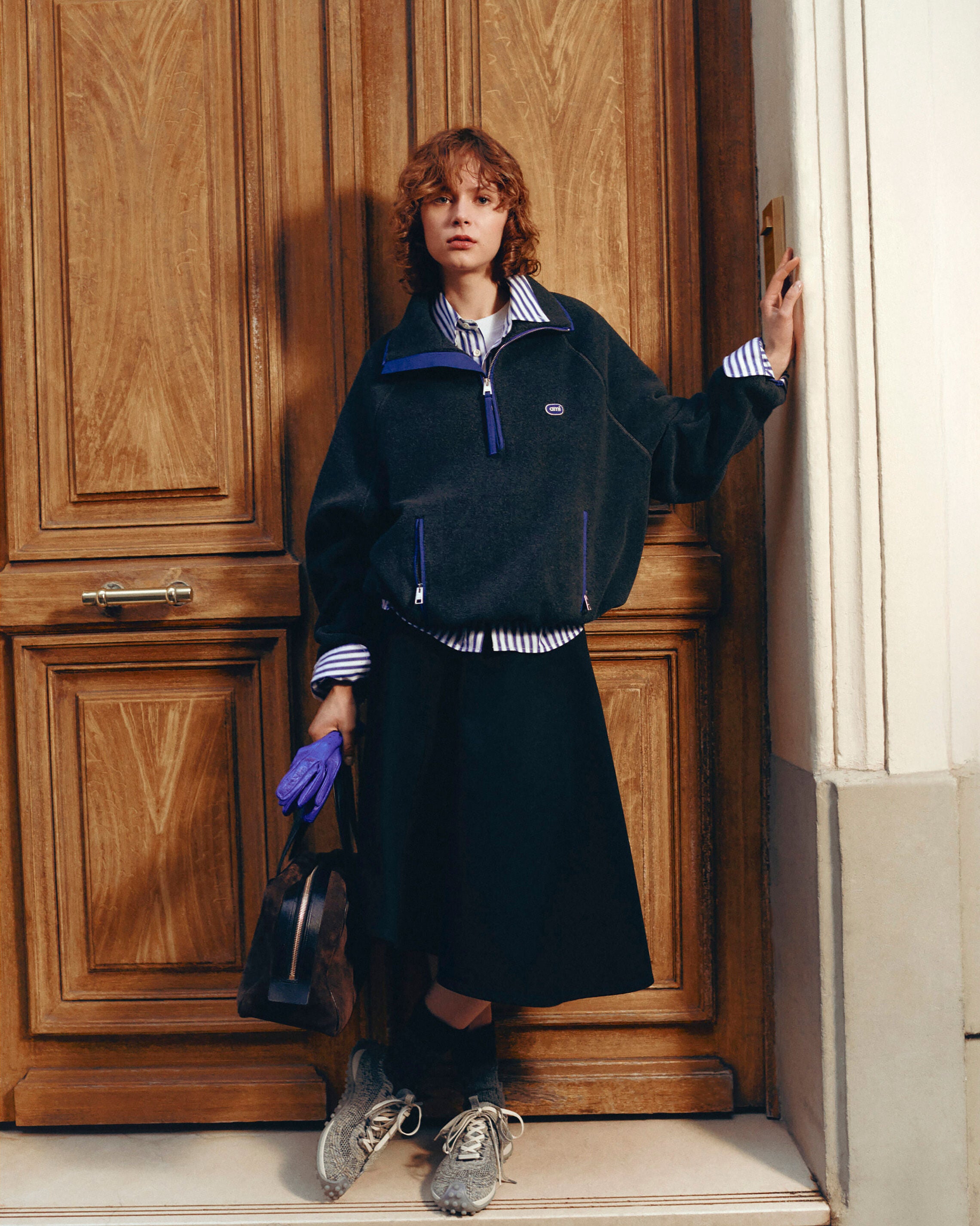 Black midi A-line cotton skirt - 7