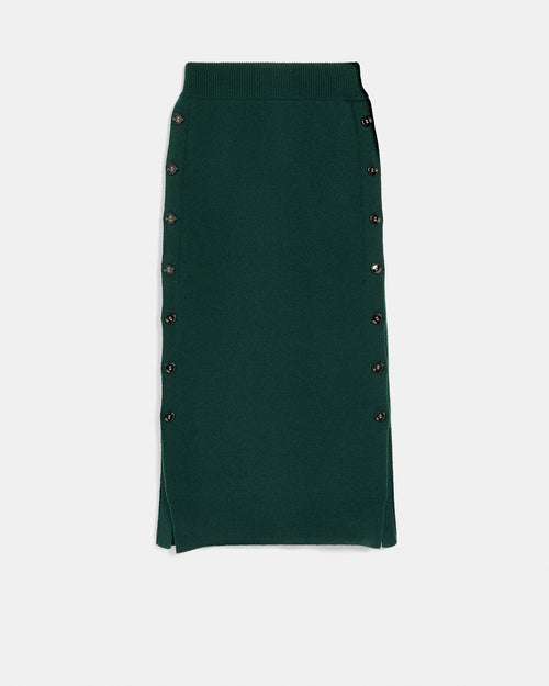                                 Jupe longue boutonnée verte en laine - 3                             - Ami Paris