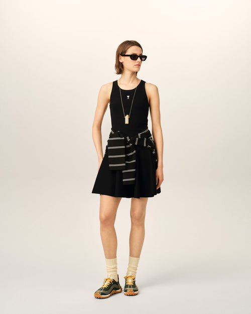 Black A-line cotton skirt - Woman - 2 - AMI Paris - Ami Paris
