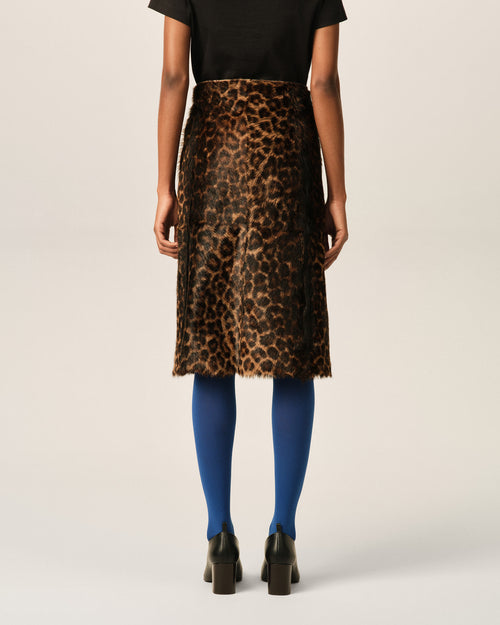 Jupe midi imprimé léopard en cuir de chèvre - Femme - 4 - AMI Paris - Ami Paris