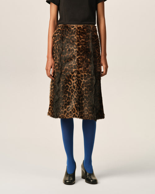 Jupe midi imprimé léopard en cuir de chèvre - Femme - 3 - AMI Paris - Ami Paris