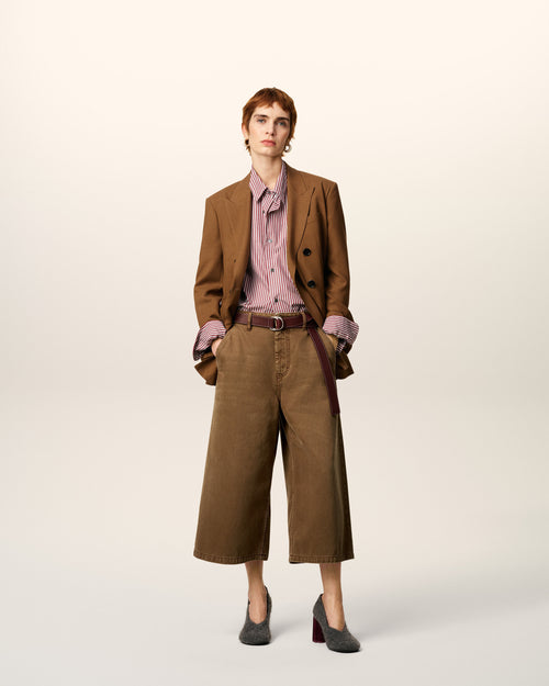 Brown Cotton Long Bermuda Short - 2 - Ami Paris